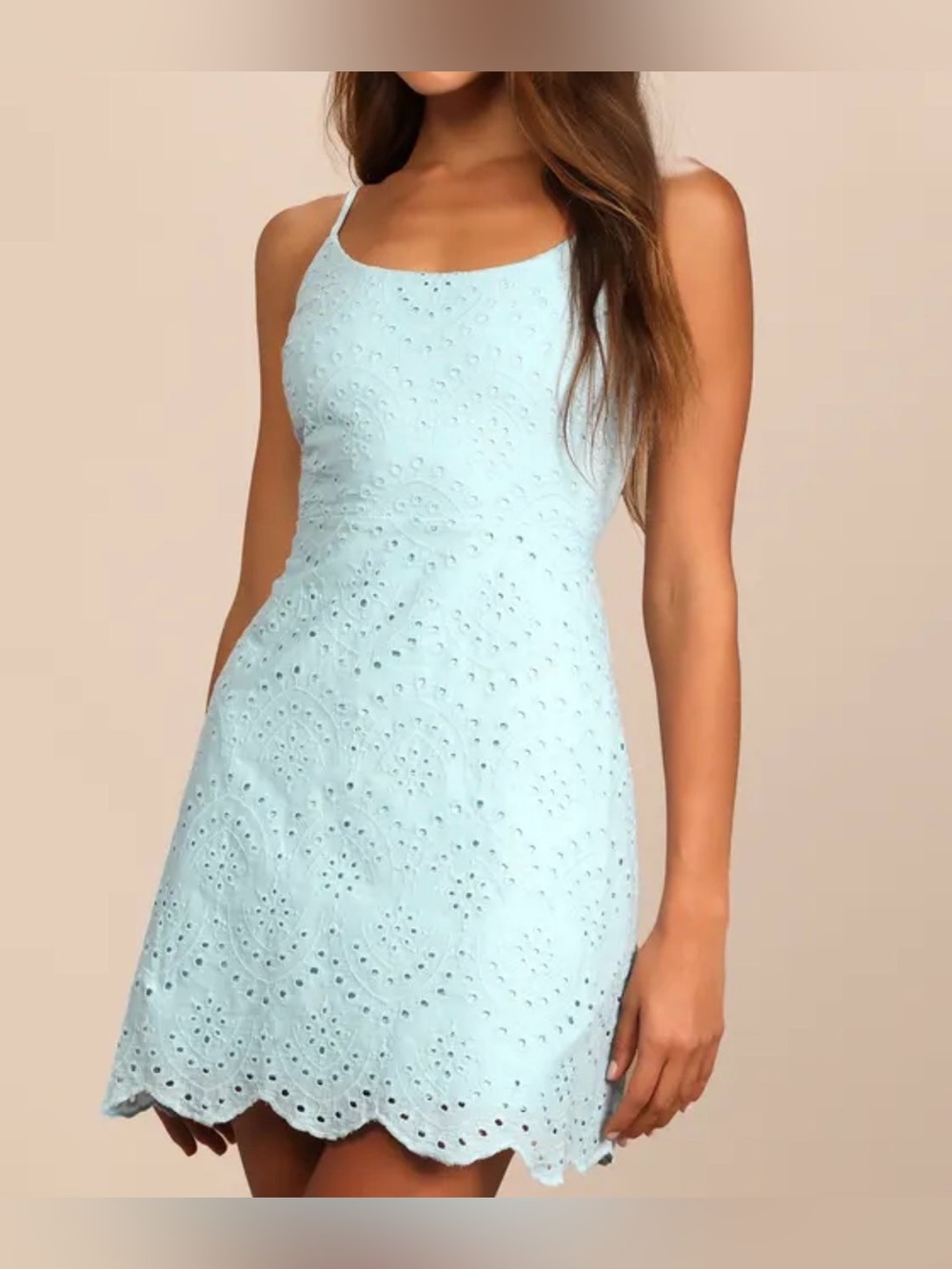 LULUS Eyelet Lace Mini Dress EUC